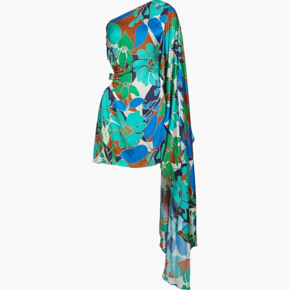 Cult Gaia Malia Floral One-Shoulder Minu Dress - Picture 1 of 7